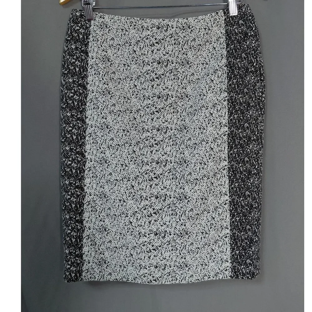 Calvin Klein Gray Pencil Knee Length Tweed Lined Skirt Women Size 6